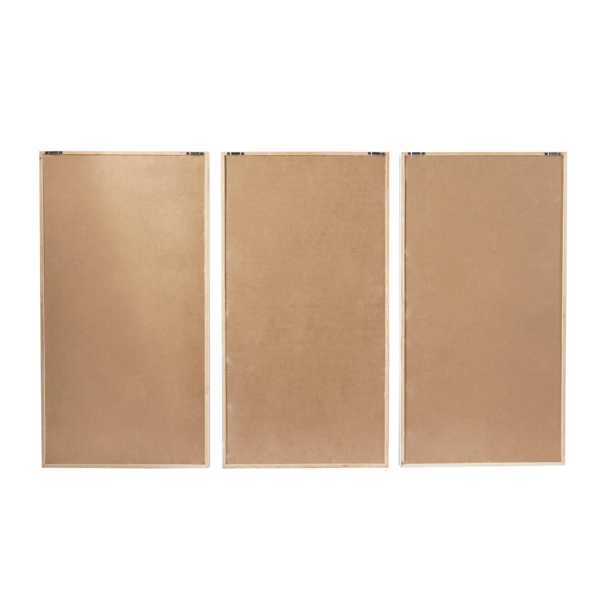 Brown Wood Carved Geometric Wall Decor Set of 3 17", 31"